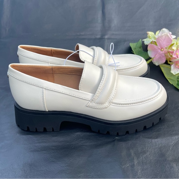 Nine West Women Ivory Platform Slip On Genial Penny Loafers Shoes Size 7 M - Picture 2 of 7